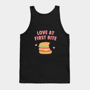 Burger Love At First Bite Funny Tank Top